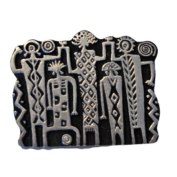 Vintage Alice Seely Urban Tribal Petroglyph Fetish Pin 2000 - Picture 1 of 6